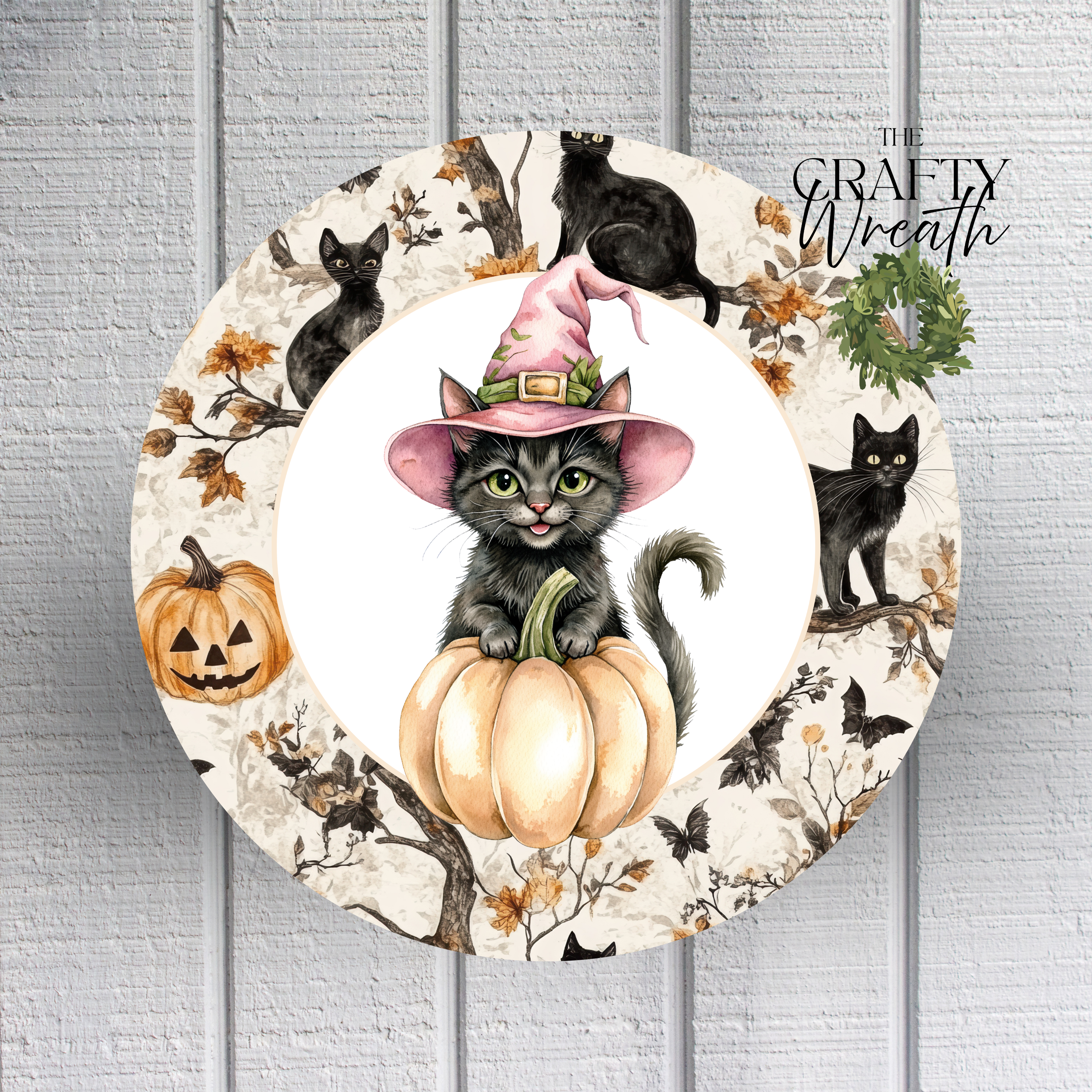 Witchy Pumpkin Cat | Wreath Sign