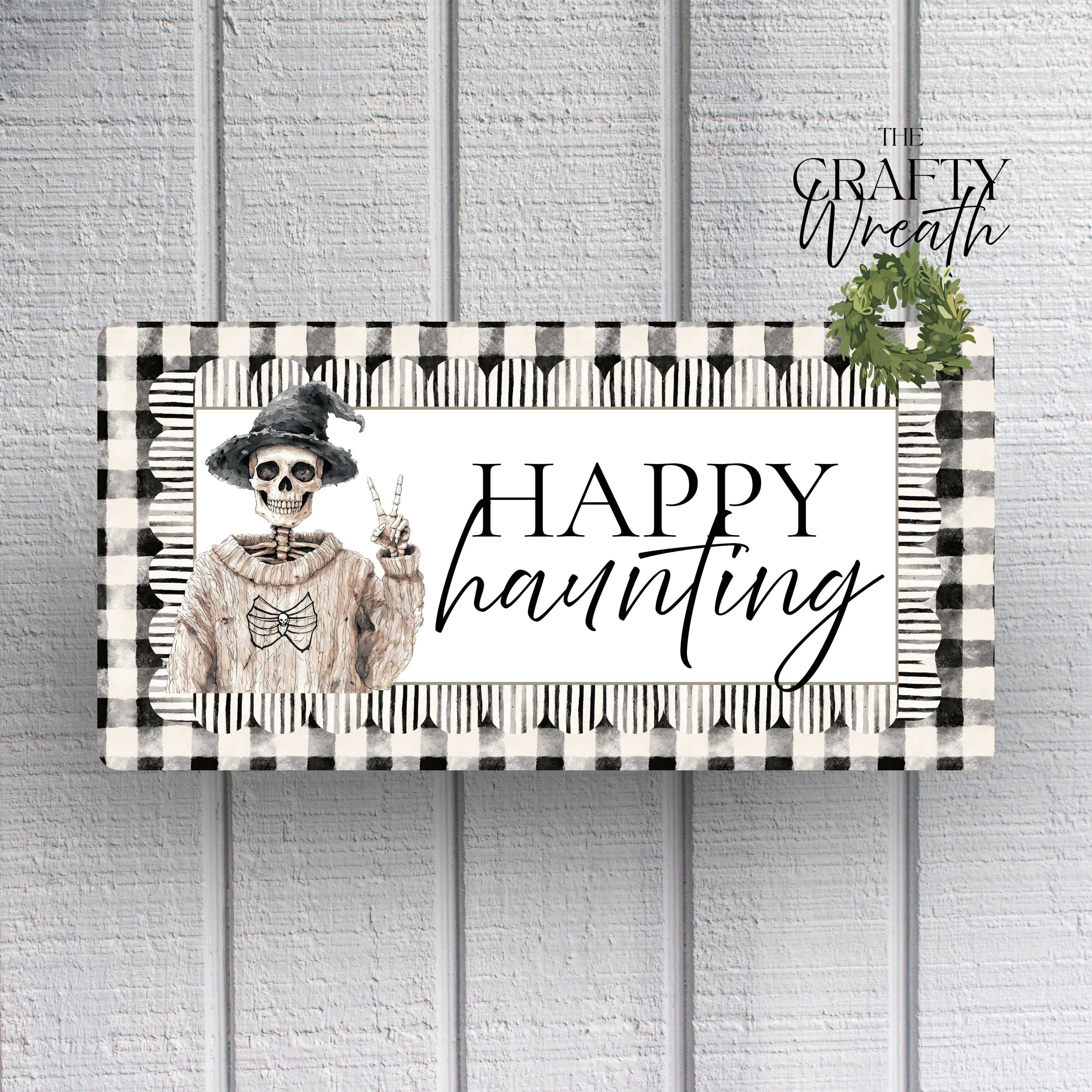 Happy Haunting Skeleton | Wreath Sign