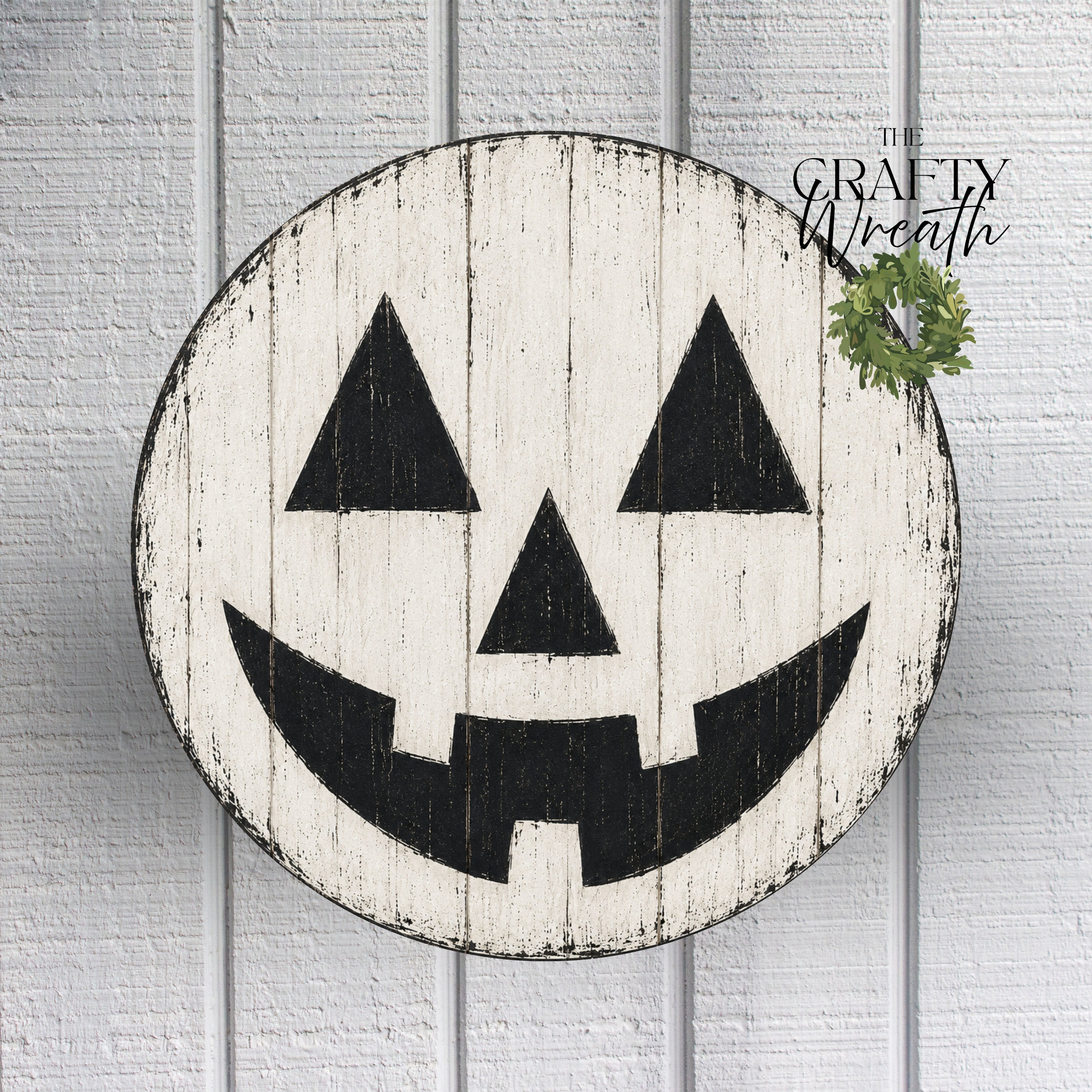 Jack-O-Lantern Face White | Wreath Sign