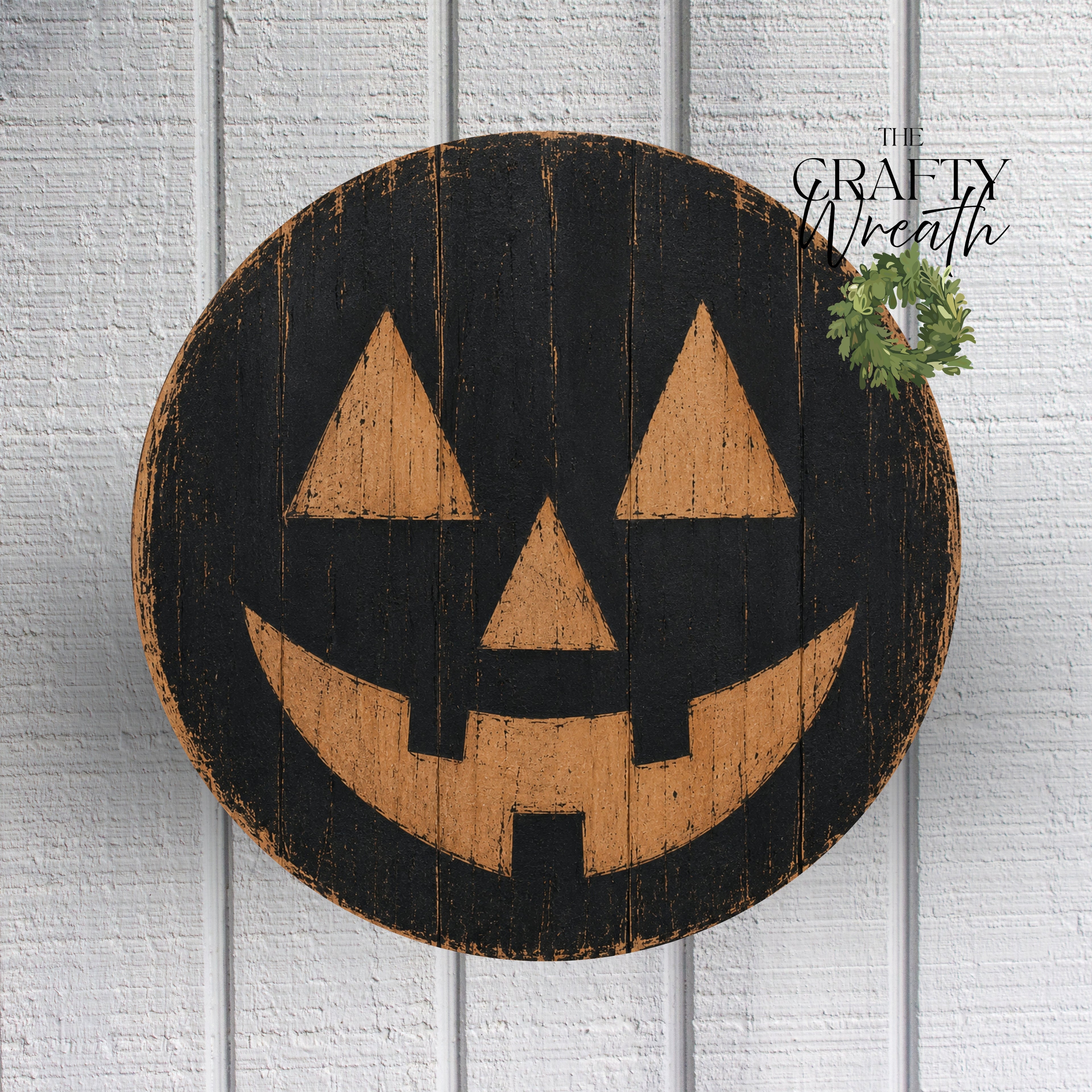 Jack-O-Lantern Face Black Orange | Wreath Sign