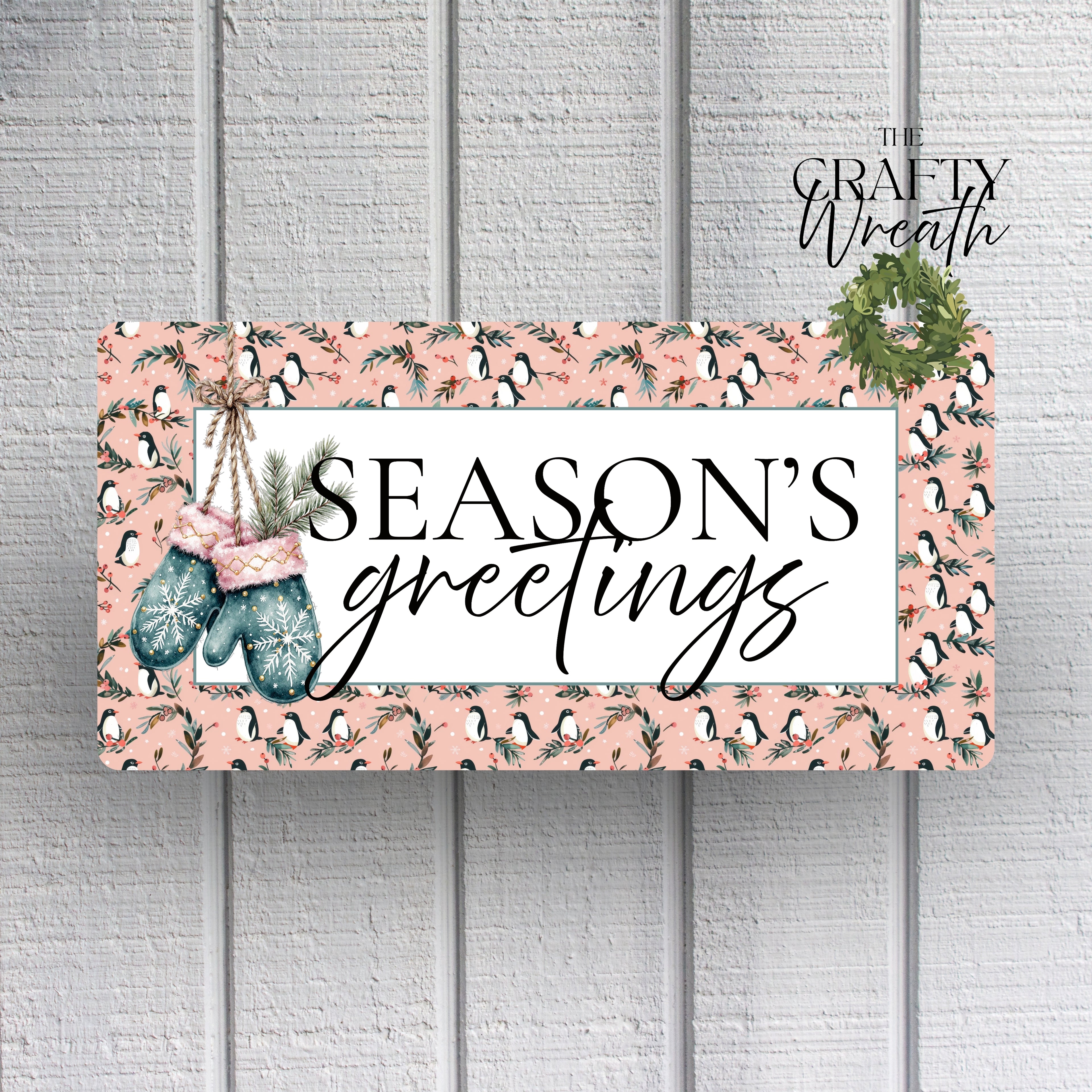 Mittens & Penguins | Wreath Sign