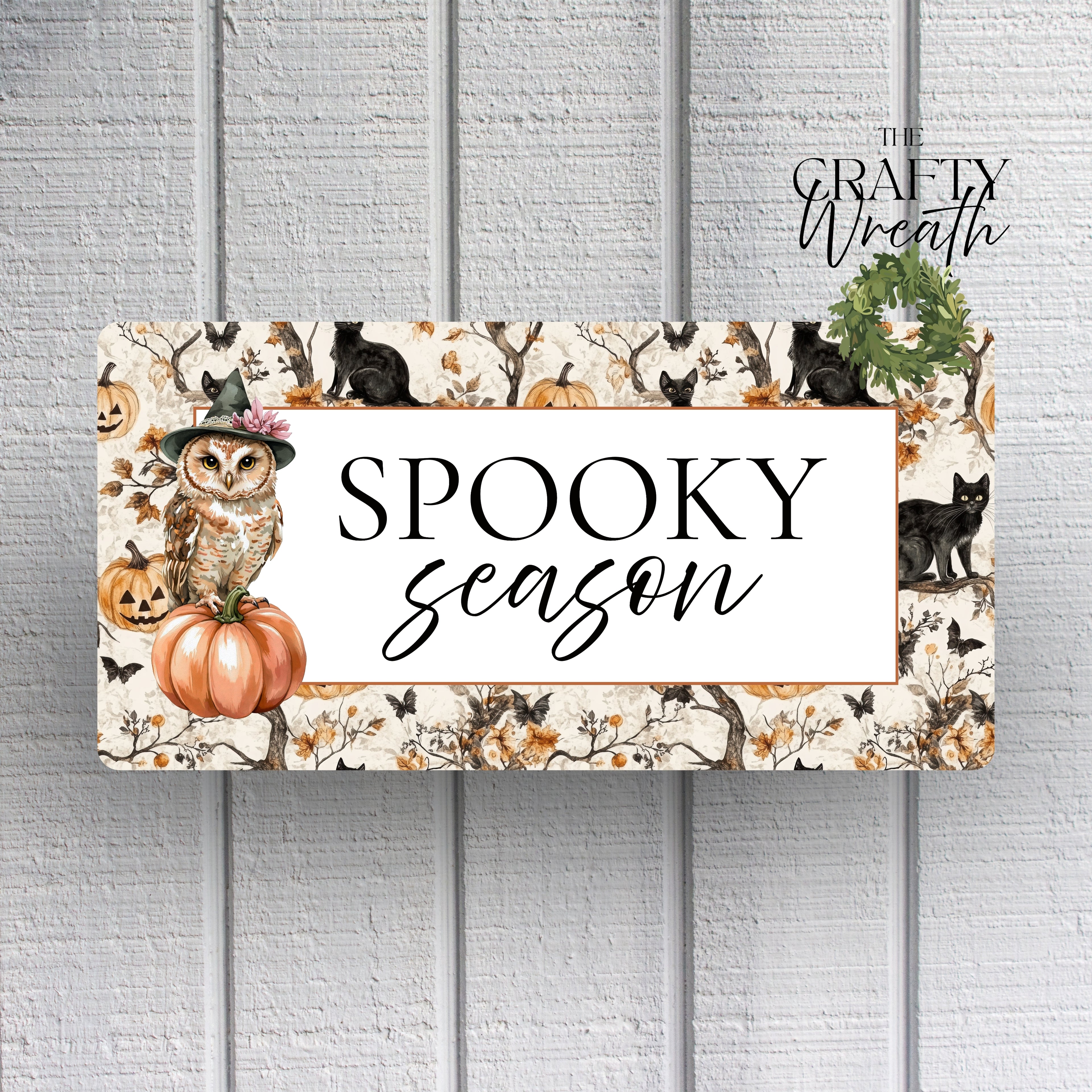 Spooky Season Owl Pumpkin | Wreath Sign