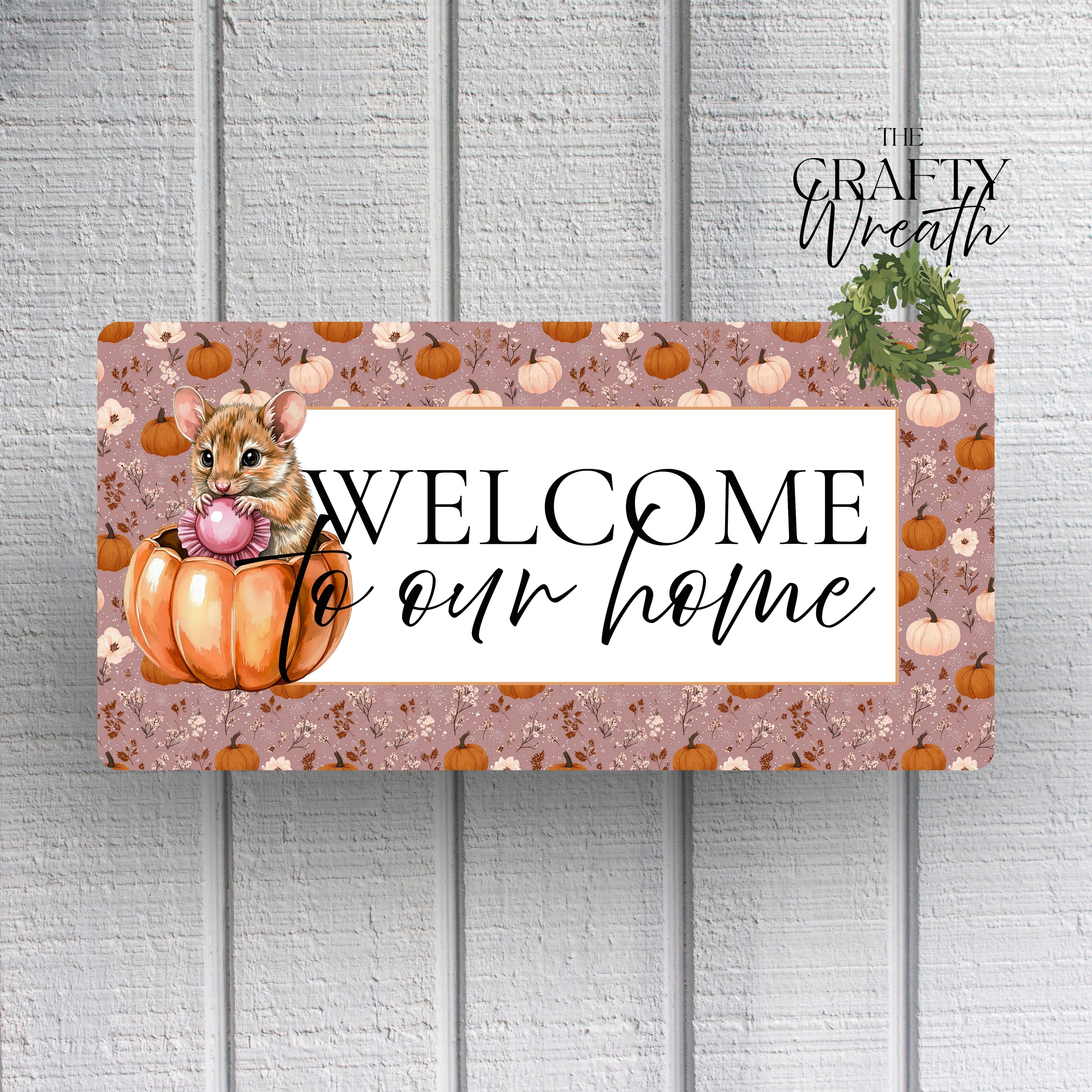 Welcome Mouse Pumpkin | Wreath Sign